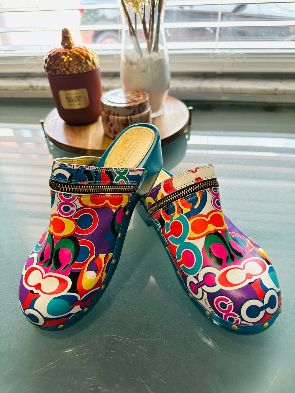 Coach Poppy Jessi Multicolor Clogs Mules Women’s Size 9 Vintage Y2K Like New - Picture 3 of 10